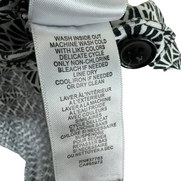 Laundry By Shelli Segal Black White Fan Print Cotton Chino Shorts Size 10 - Picture 9 of 9